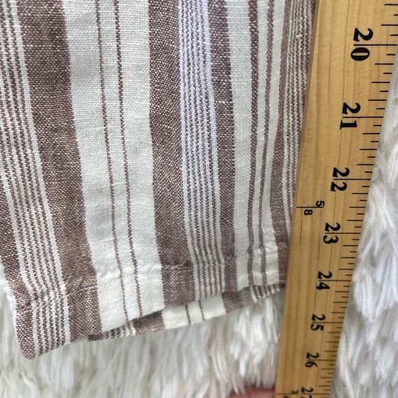Garnet Hill Linen Striped Pants Cream and Rust Size 10 - Picture 7 of 10